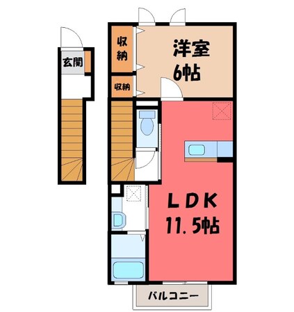 雀宮駅 徒歩3分 2階の物件間取画像